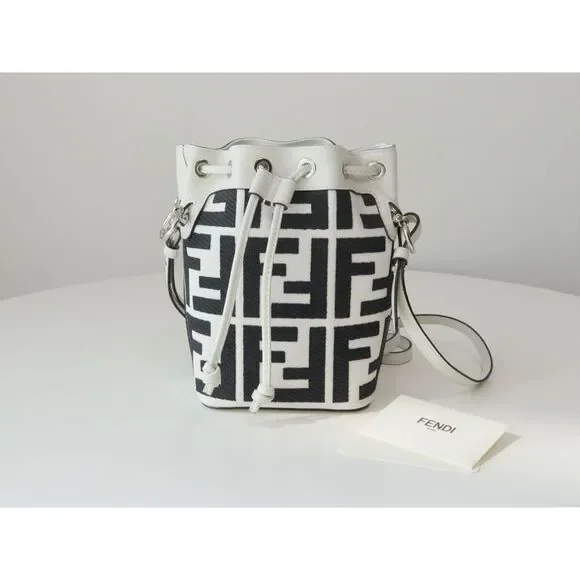 Montrezzo Ff Embroidered Canvas Mini Bag White - Picture 1 of 5